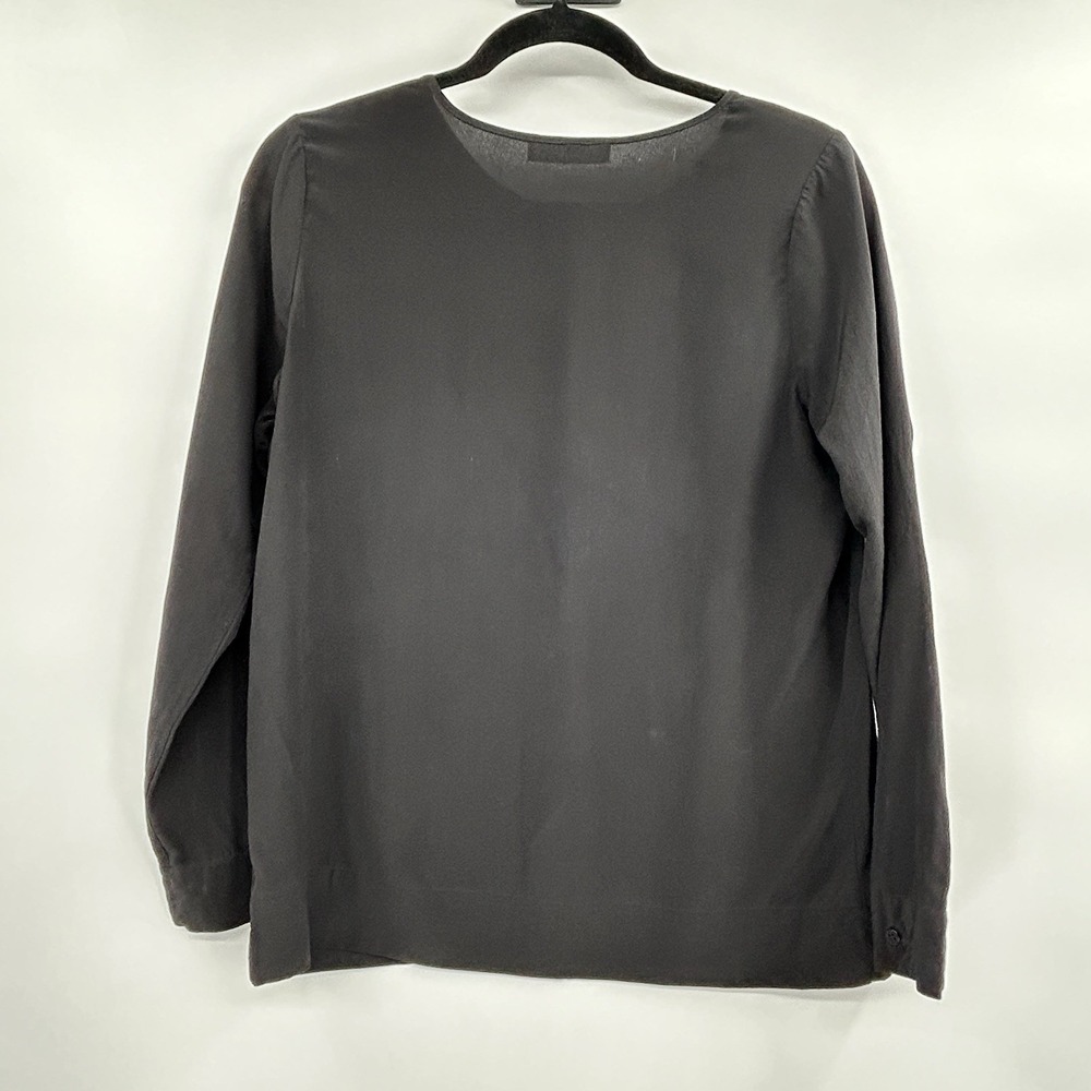 Everlane Womens 100% Silk Long Sleeve Top Size XS Black Minimalist Classic - Picture 4 of 6